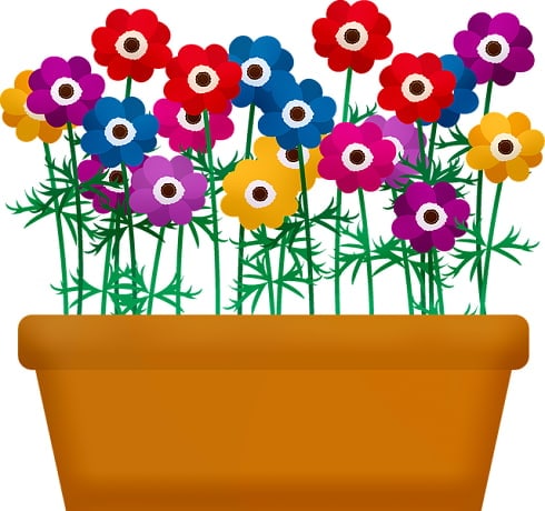 dibujo de jardinera con flores de colores